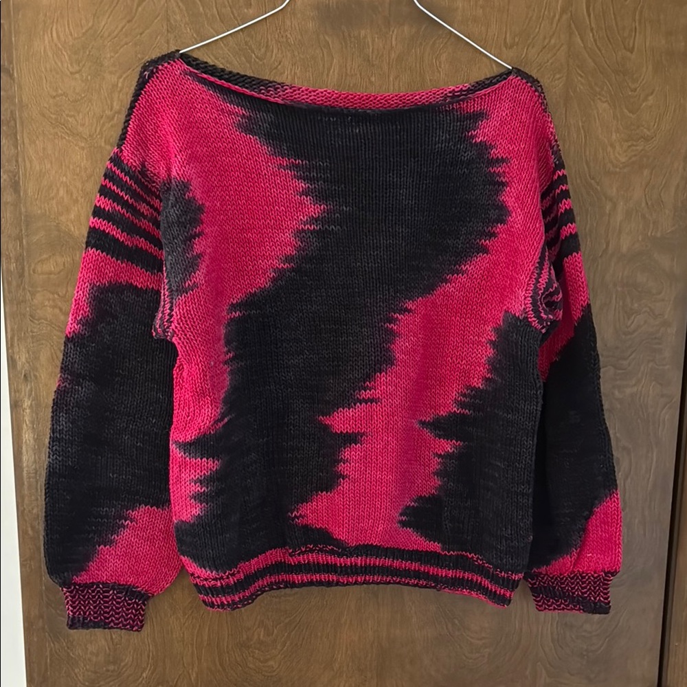 Vibrant Pink and Black Sweater